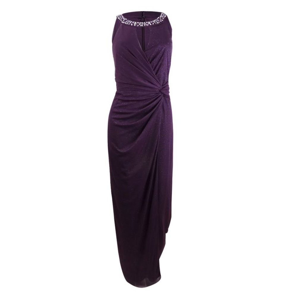 Jessica Howard Women's Twisted Glitter Gown - Wine